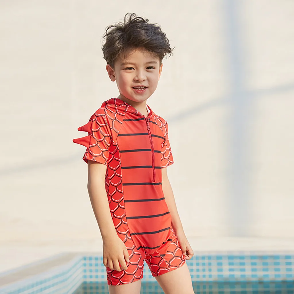 Детский купальный костюм с капюшоном и динозавром из мультфильма для маленьких