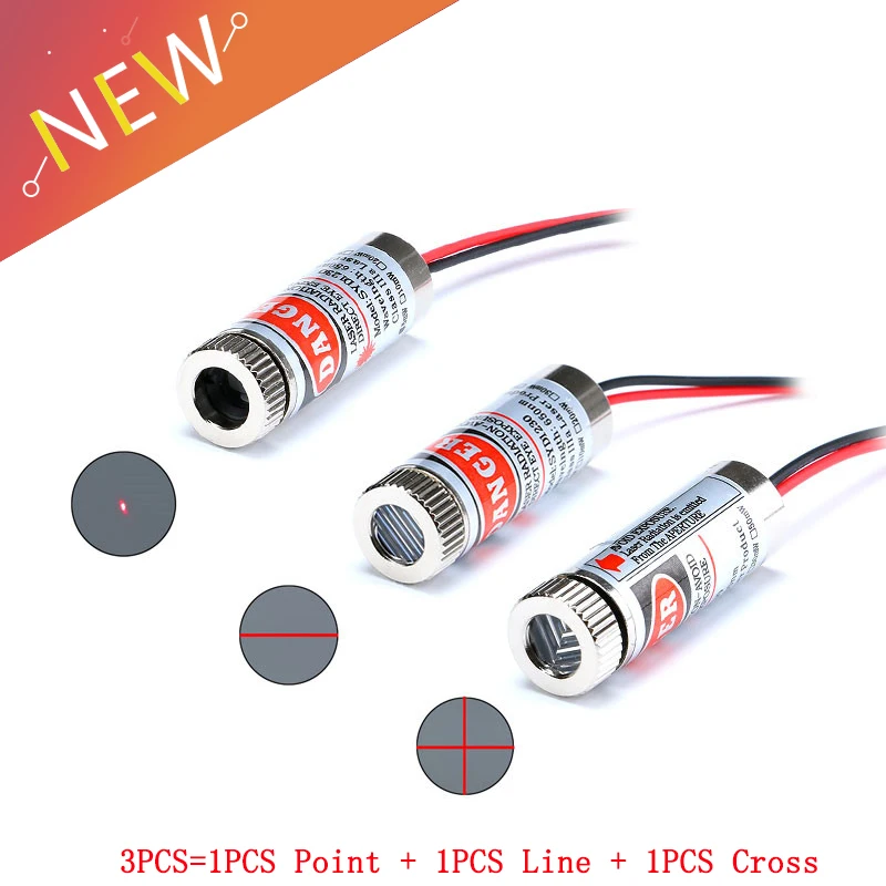 3 шт./лот = Red Point + Line Cross Laser Module Head стеклянный объектив Фокусируемый промышленный