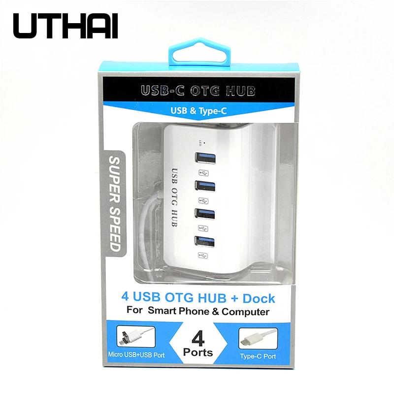 UTHAI J06 USB 3,0/type C адаптер интерфейса до 4 USB3.0 для Macbook Pro адаптер для huawei P20 аксессуары для компьютера жесткого диска
