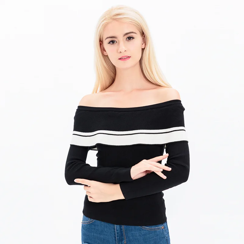 Свитер с открытыми плечами 2017 Для женщин Свитеры для и Пуловеры S осень-зима осень