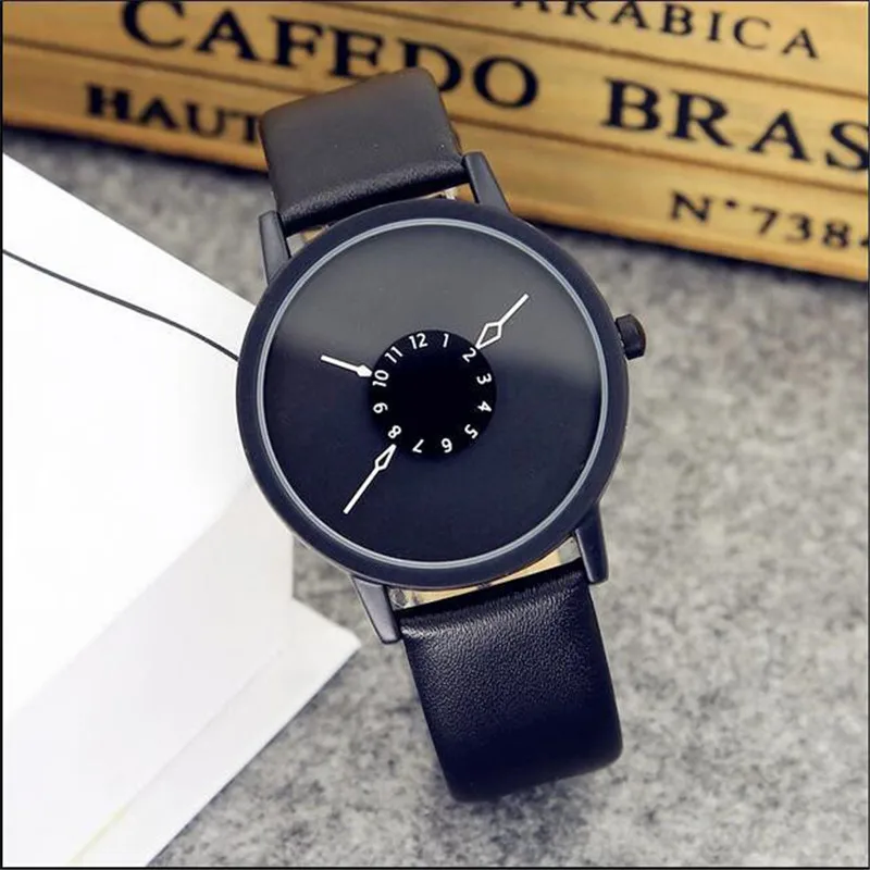 

Hot fashion creative watches women men quartz-watch brand unique dial lovers' watch leather wristwatches clock relogio masculino