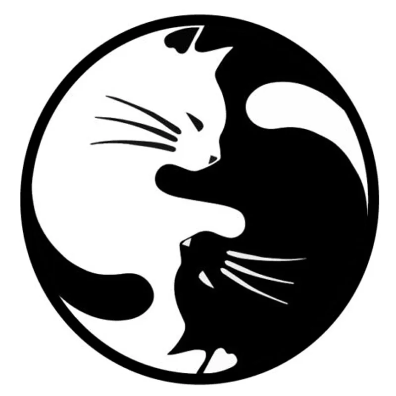 15*15 см Ян Ин кошки мода мультфильм автомобиля стикеры окна украшения личности виниловые наклейки C4-0437 - Название цвета: Черный