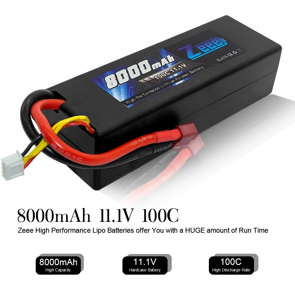 Zeee провод с силикатной гелевой Батарея 11,1 V 8000mAh 3S RC Батарея Lipo 100C с деканов штекер для автомобиля RC грузовик радиоуправляемая автомодель трагги FPV Самолет катер багги