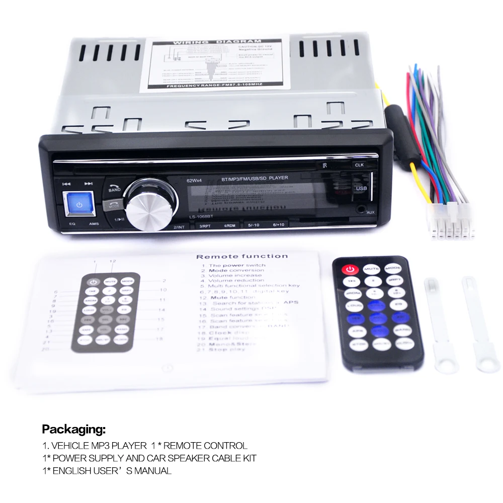 12 В автомобильный аудио Радио Стерео 10 м расстояние передачи FM Bluetooth V2.0 USB SD Mp3