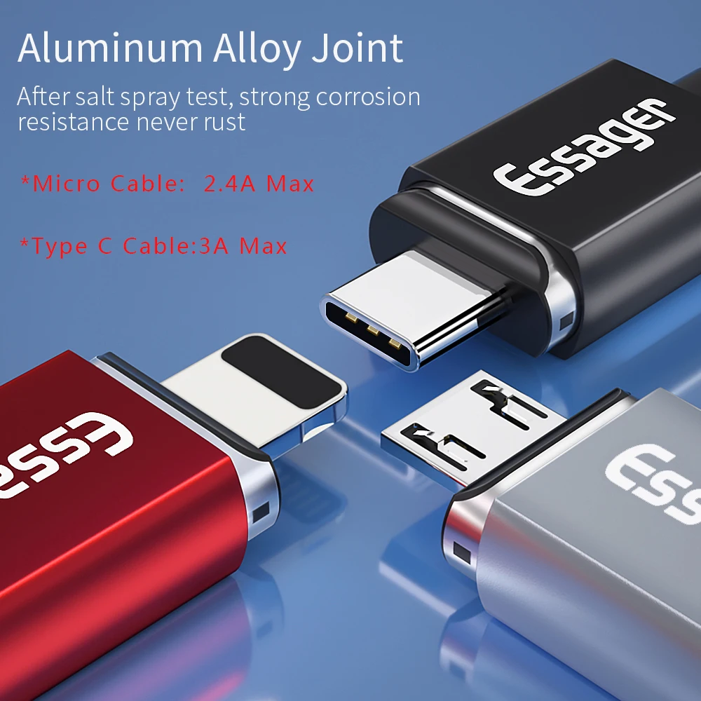 Essager Магнитная Зарядное устройство Кабель с разъемом микро usb типа C для samsung Huawei