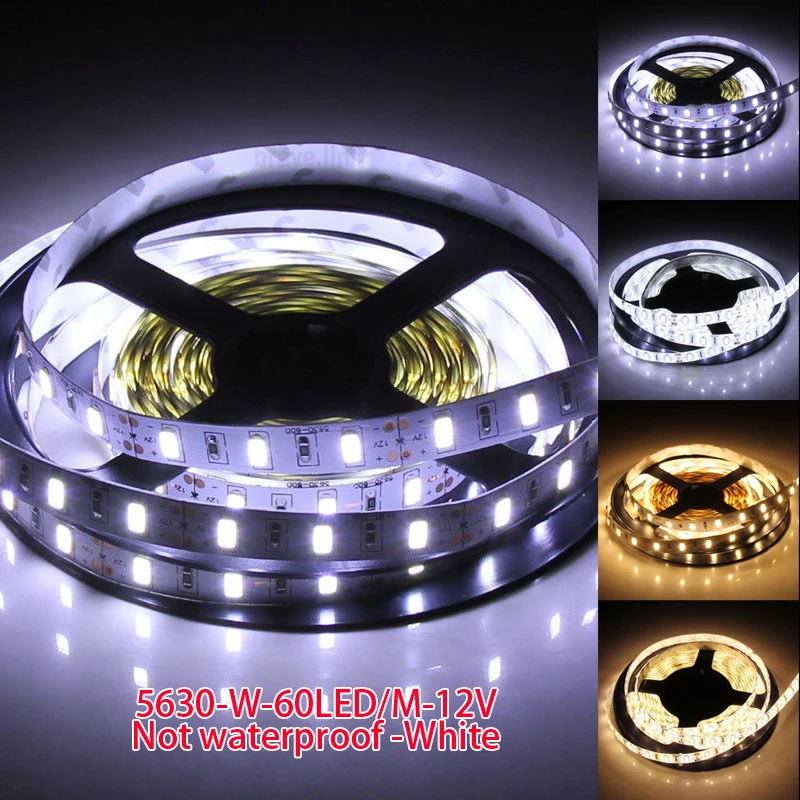 Светодиодная лента 5630 5730 Водонепроницаемая ip65 dc 12v 300led 5m белый теплый 3000k 6500k
