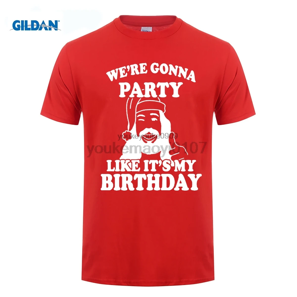 GILDAN Jesus Party Like It's My Birthday New Funny Christmas Costume Santa T-Shirt Print T Shirt | Мужская одежда
