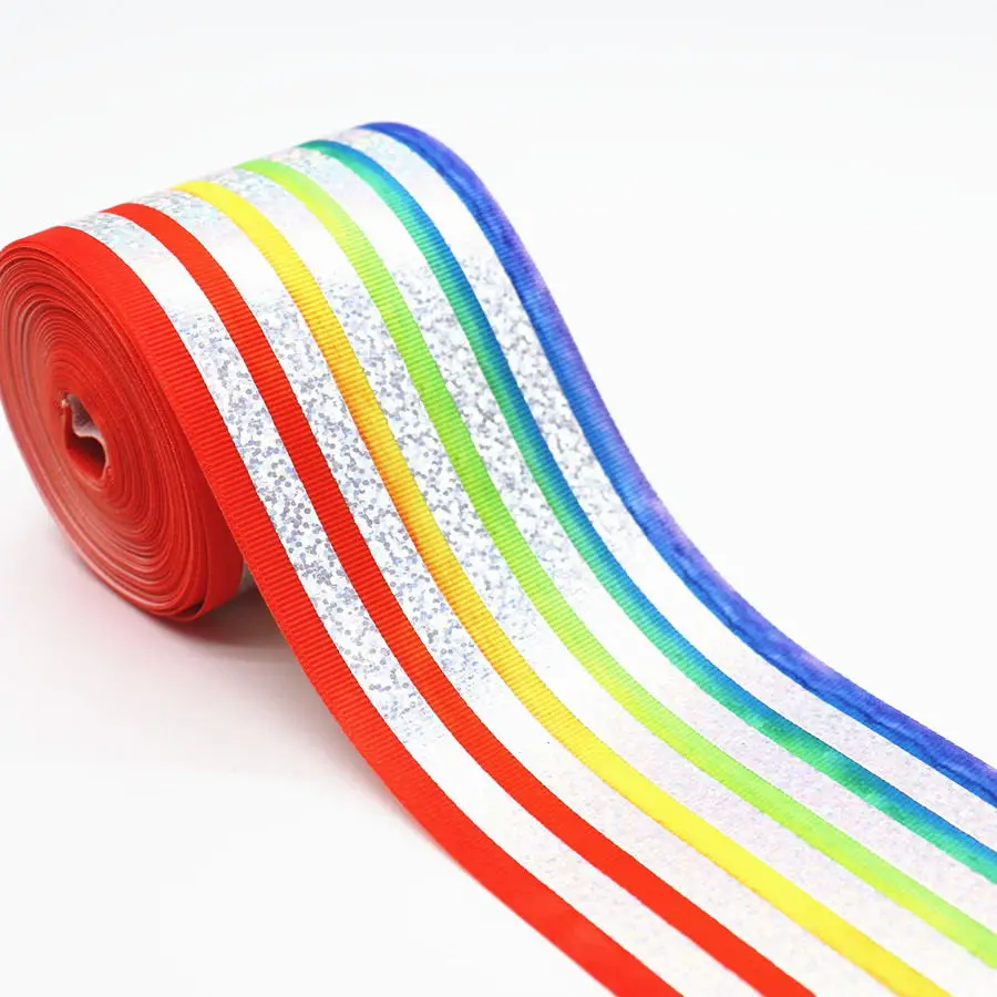 5 ярдов " 75 мм Grosgrain лента Лазерная Серебряная печатная лента пробки для бутылок DIY ремесла аксессуары ручной работы M19043001