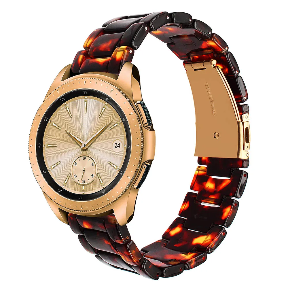Для женщин смолы ремешок для наручных часов samsung Galaxy Watch 42 мм/Активный 2 40 мм 44 mmquick Release группа Сталь туфли с ремешком и пряжкой браслет - Цвет ремешка: Tortoise