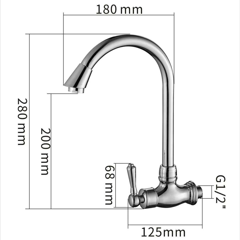 Doodii 360 Degree Rotatable Faucet High Quality Chrome Finish Single Handle Kitchen Faucet Wall Mounted Cold Water Brass Faucet