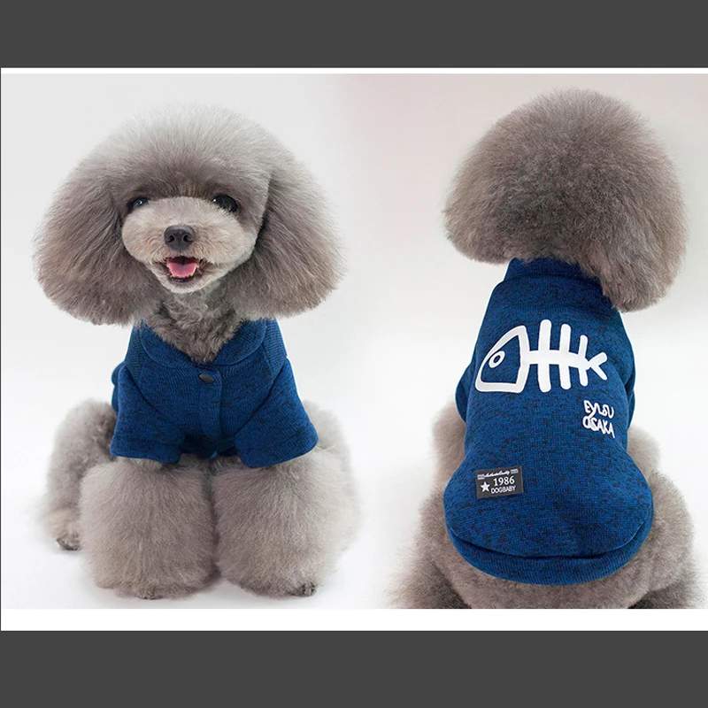 Одежда для собак с принтом в виде рыбьих костей маленьких чихуахуа Мопсов зимняя