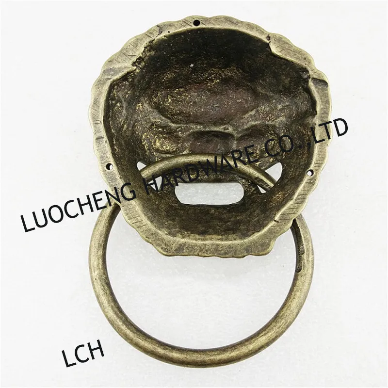 

2pcs / LOT 65mm*95mm Ancient LION SHAPE BRASS DOOR HANDLE Pull Hardware Furniture Pulls China Antique Style Handles