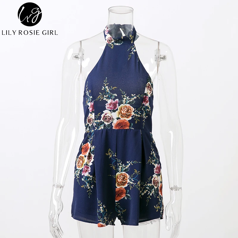 Лилия Рози девушка белый цветочный пикантный комбинезон с открытой спинкой