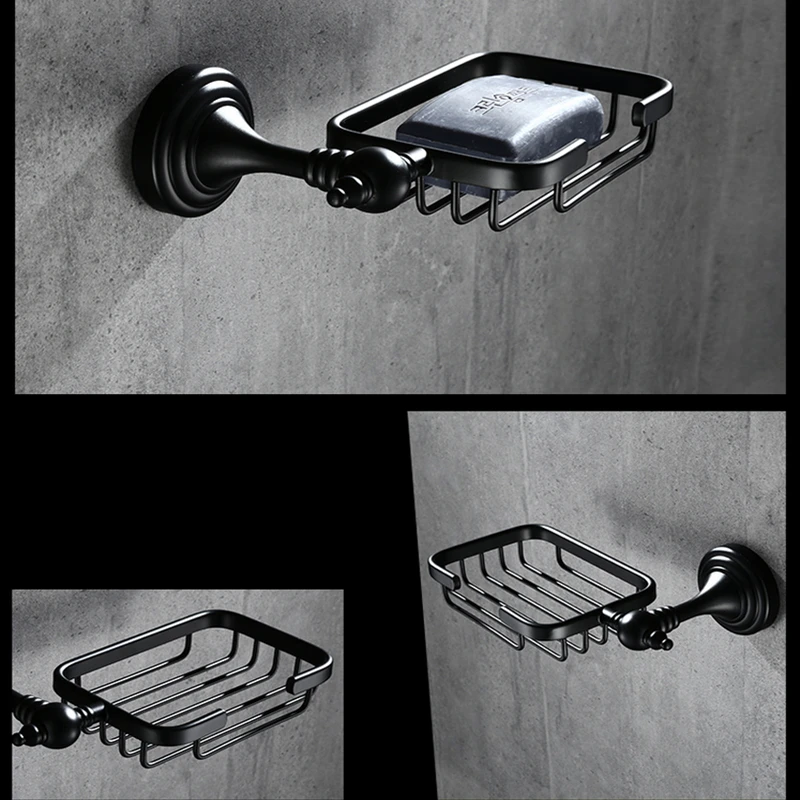 Hongdec High quality Wall Mount brass black Soap Basket Dish Holder for Bathroom No Drilling Required | Обустройство дома