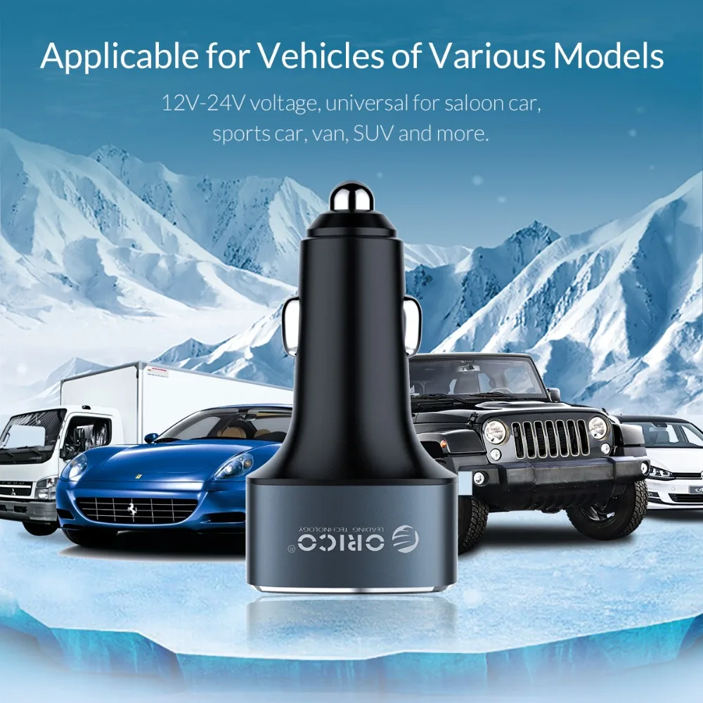 Автомобильное зарядное устройство ORICO с двумя USB PD C, быстрая зарядка 3,0, зарядное устройство для мобильного телефона, QC 3,0, автомобильное зарядное устройство для Xiaomi, samsung, S8, iPhone X, 8, планшета