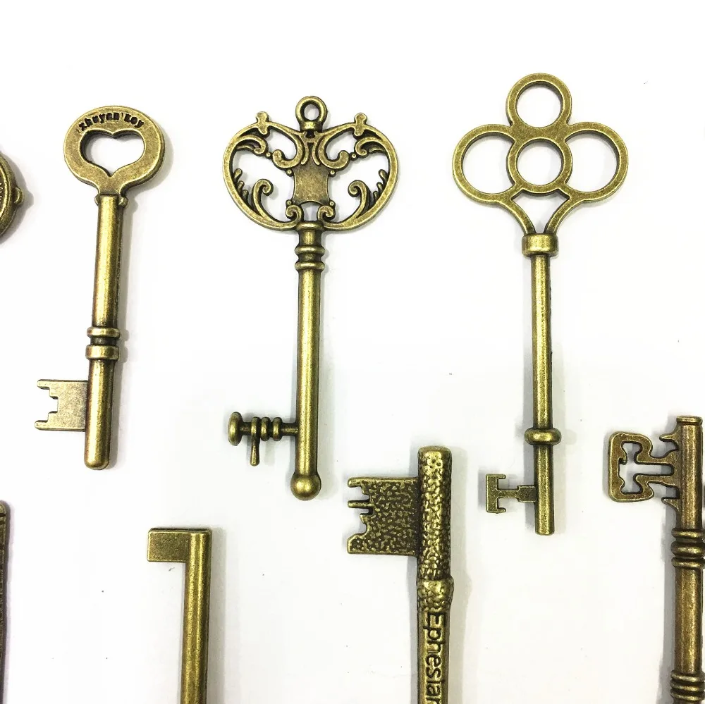 9 шт большие винтажные скелетные ключи DIY Ожерелье Подвески принадлежности для