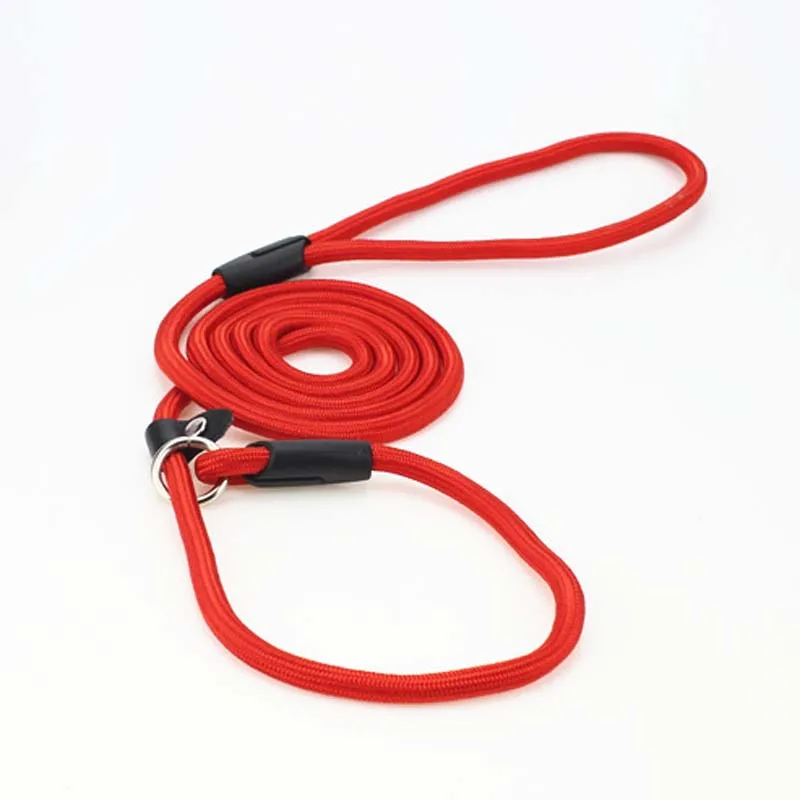 140cm Length 0.6/0.8/1.0cm Diameter Nylon Dog Leash Rolled Round Strong Slip Dog Lead Collar Pet Training Rope Correa Perro 10E - Цвет: Красный