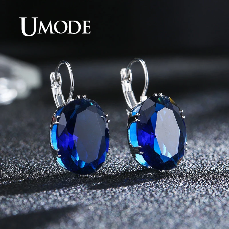 UMODE 5 цветов большие овальные серьги-кольца с кубическим цирконием для женщин модные индийские свадебные серьги для невесты ювелирные изделия для девочек UE0580