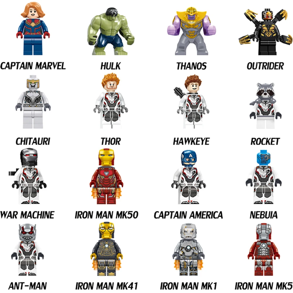 Конструкторы Marvel Avengers endgame конструкторы Халк танос Человек паук Бэтмен Супер