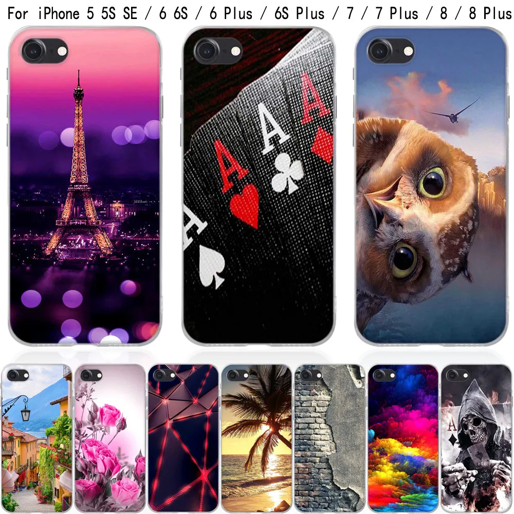 Чехол для Apple iPhone 6 6s 7 Plus/чехол 5 5s se 8 Plus ультратонкий милый 3D силиконовый чехол