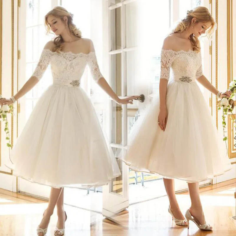 New Women Princess Dresses Sexy Slash Neck Hollow Out Elegant Dress 2019 Clothing Solid Color Half Sleeve White Lace | Женская одежда