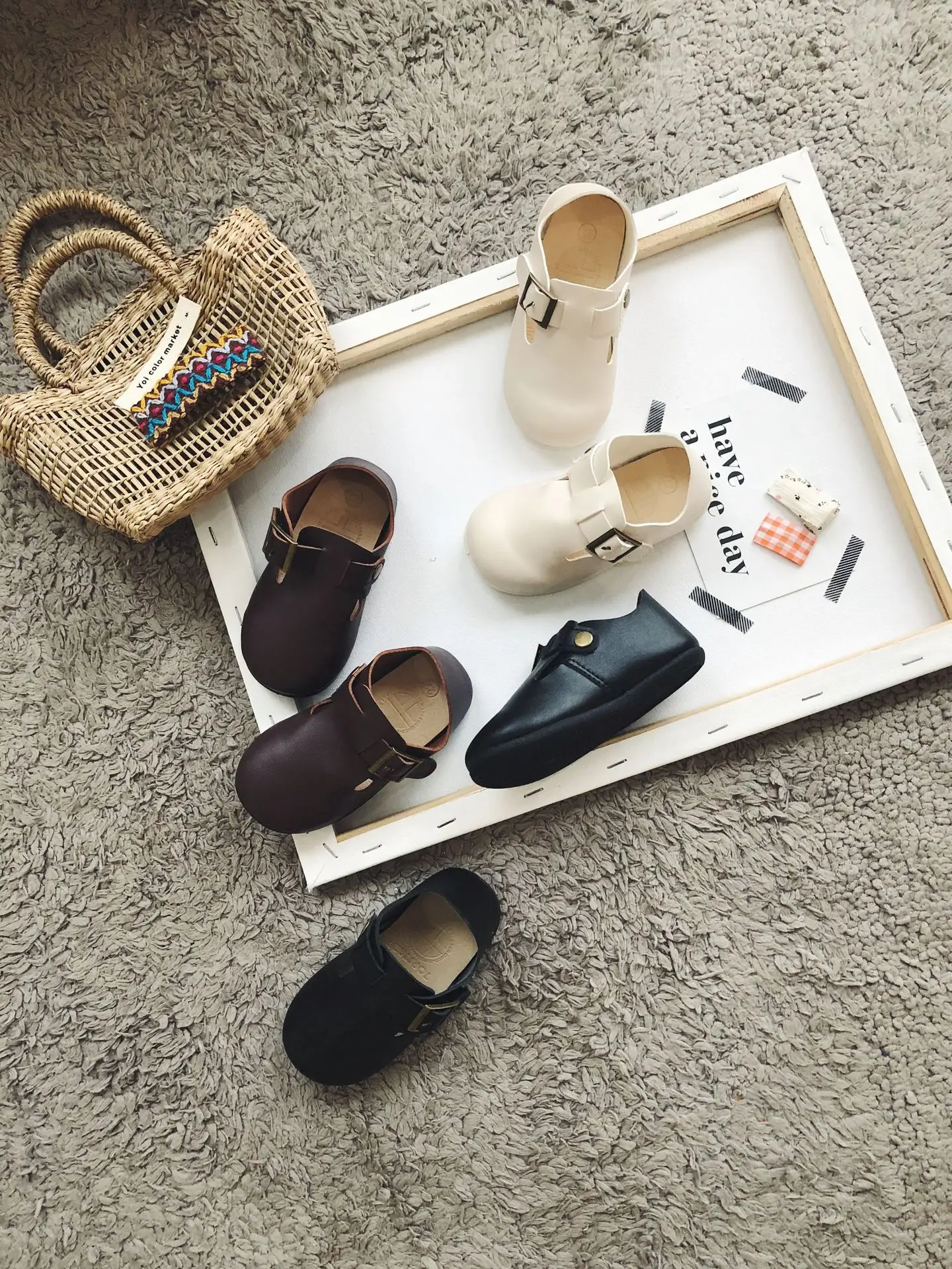 Japan Children Shoes PU Leather Casual Styles Boys Girls Hood Loop Shoes Soft Comfortable Loafers Slip On Kids Unisex Shoes