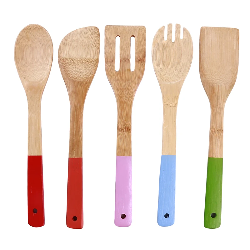 5 шт./компл. кухонная утварь деревянная шлицевая лопатка для супа ложка-Лопатка