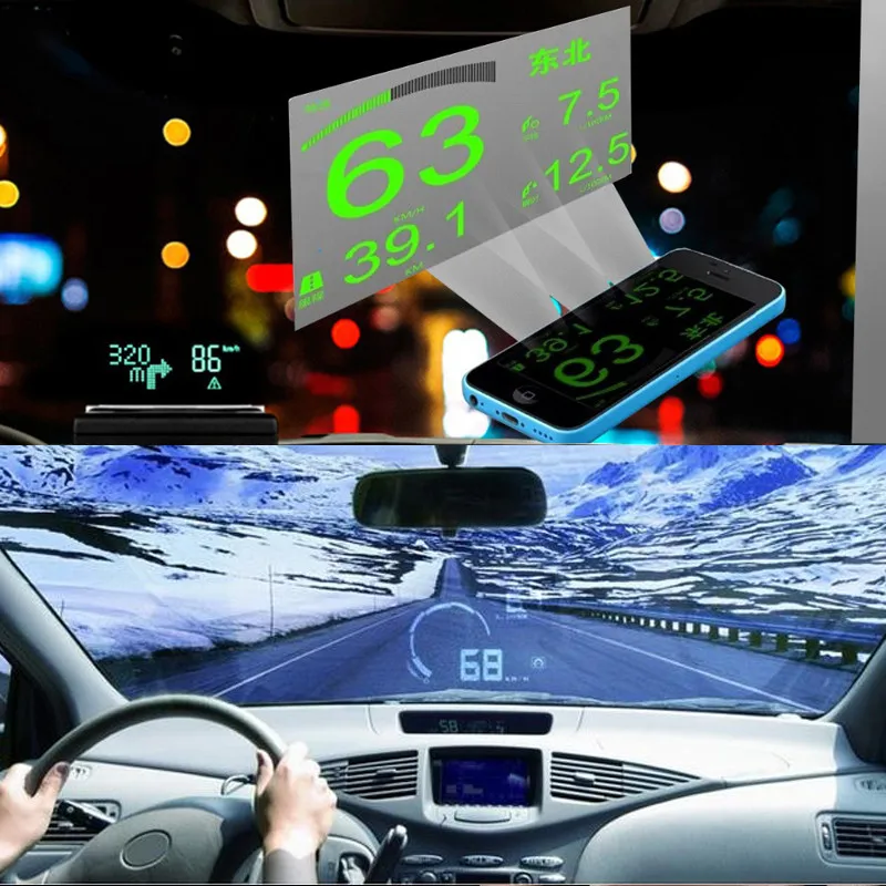 Подробные сведения о светодиодный Автомобиль HUD превышения скорости Предупреждение топлива Дисплей OBD II окна светоотражающая пленка