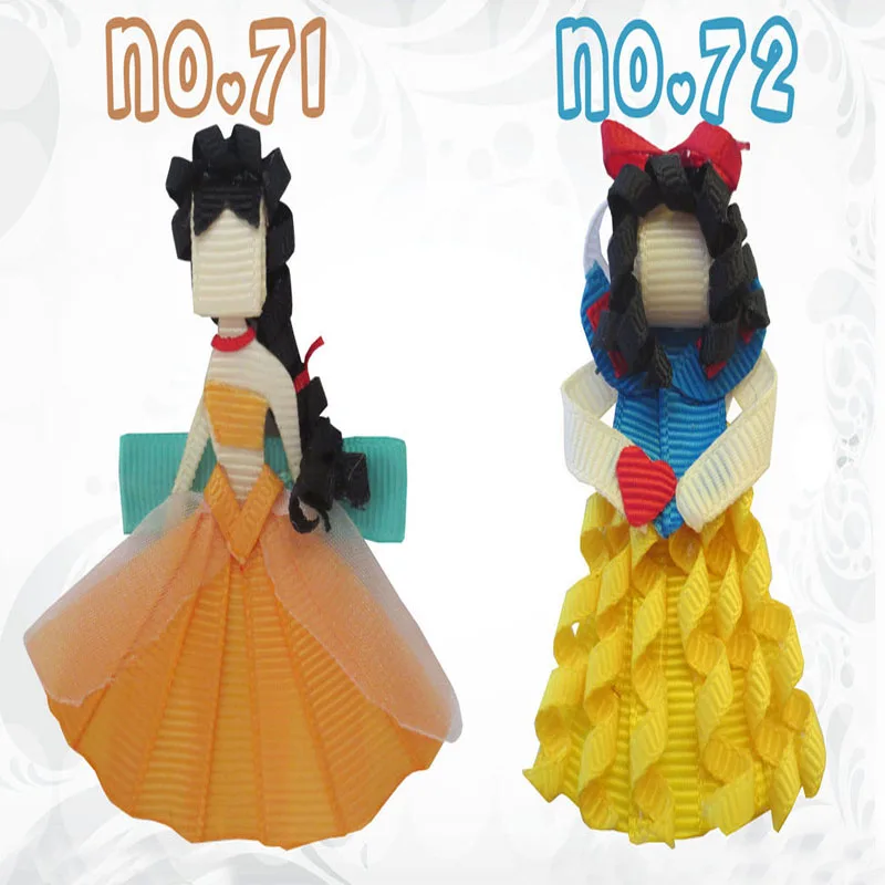 

20 PCS BLESSIN GHappy Girl Hair Accessories rystal Bow printing ribbon flowers Snow White fairy mermaid