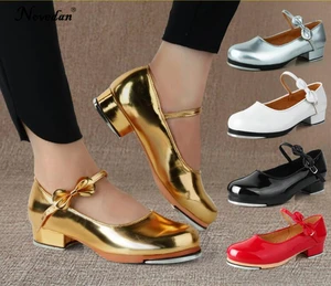 Туфли танцевальные женские, из лакированной искусственной кожи, черные, белые, красные