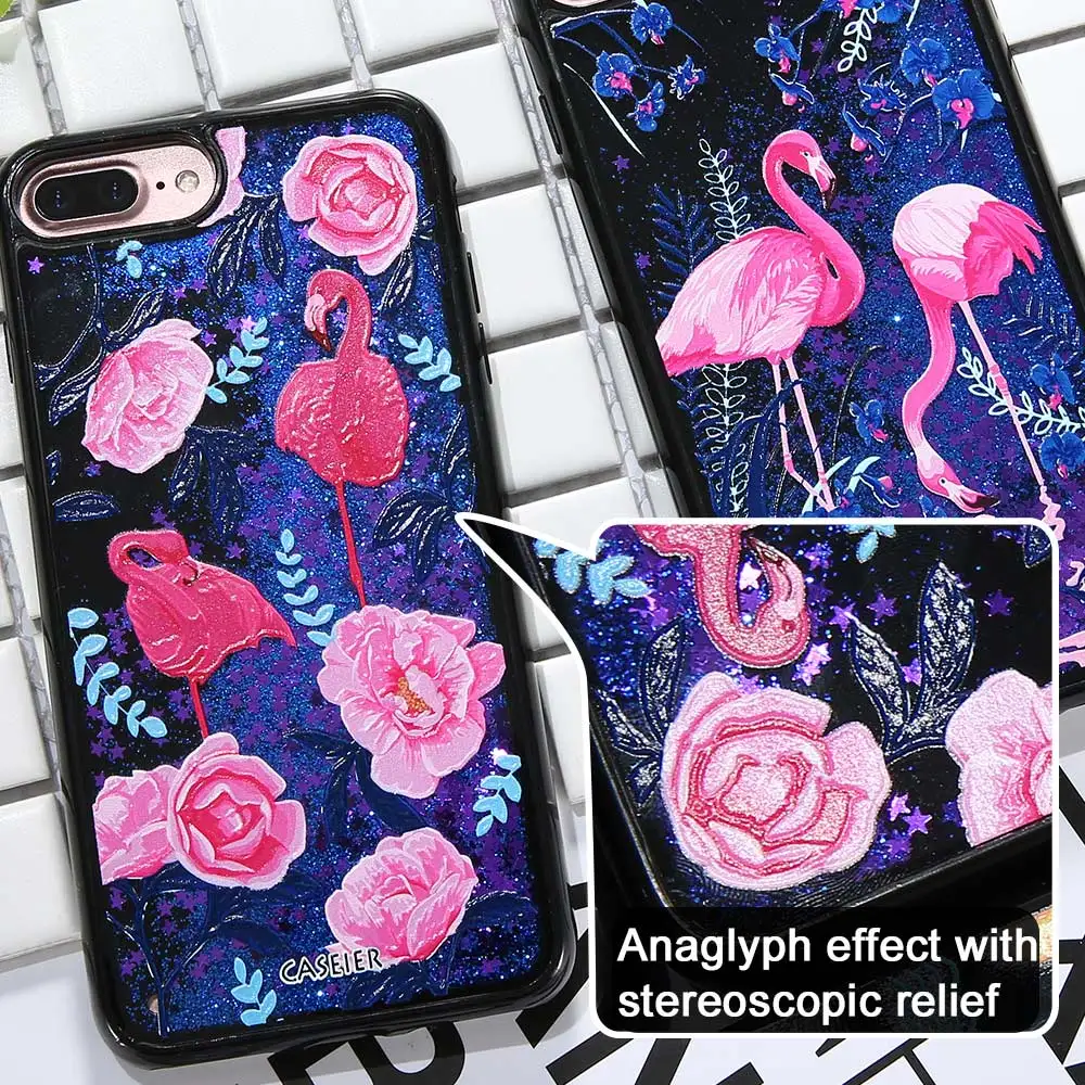 Caseier чехол для телефона iPhone 6 6s 7 8 Plus Жидкий блеск зыбучий песок Чехлы IPhone X 3D рельеф