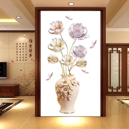 67*130 см китайский стиль 3D ваза для цветов ПВХ стены стикеры DIY Творческий цветок украшения дома клей плакат