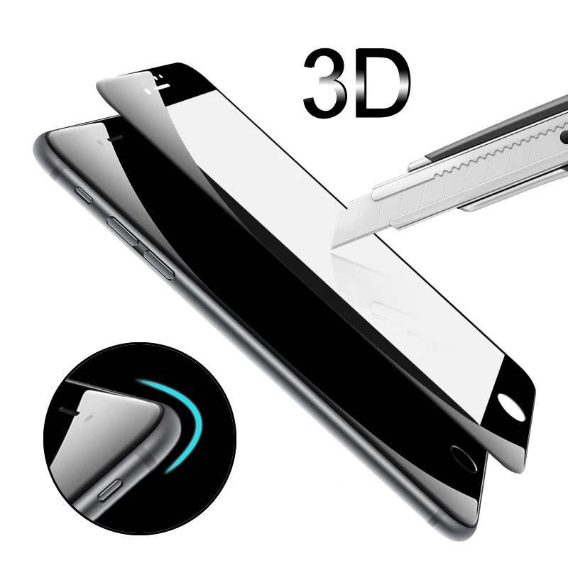 3d-стекло для iPhone 7 6 6s Plus защита экрана с закругленными краями закаленное защитное
