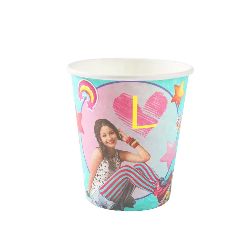 CUPS 10PCS Soy Luna тема бумажные тарелки и соломки салфетки День Рождения украшения Дети девушки ребенок душ одноразовая посуда - Color: CUPS 10PCS