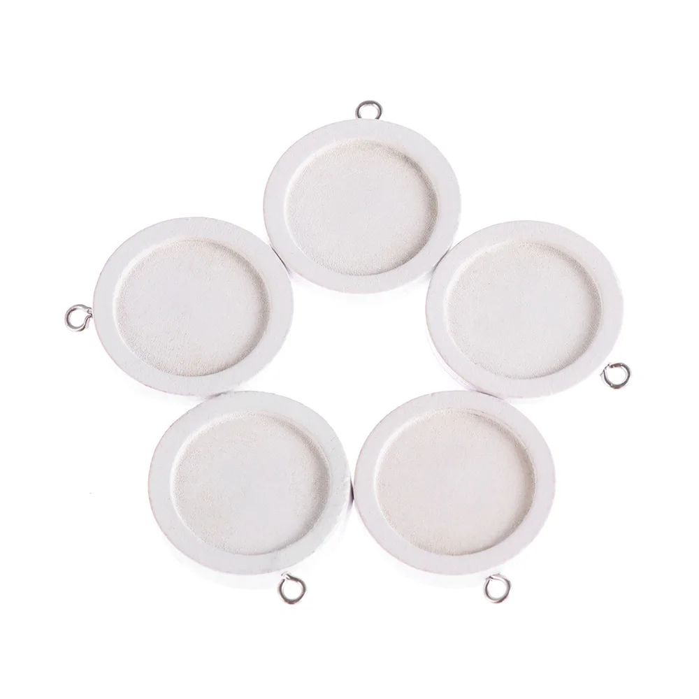 2-White(20mm) 10 шт. полимерная полая рамка деревянное круглое ожерелье Нижний Кронштейн основа уход рамка кулон гнездовая оправа Кабошон DIY ремесло - Цвет: 2-White(20mm)