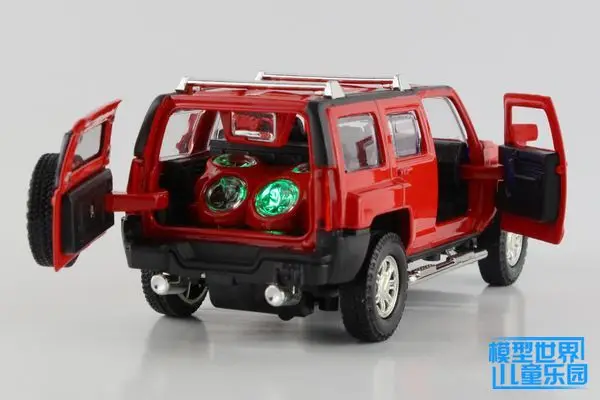 /литая под давлением игрушечная модель/1:32 весы/Hummer H3 SUV спортивный автомобиль/Вытяжка/звук и светильник/образовательная Коллекция/подарок для детей