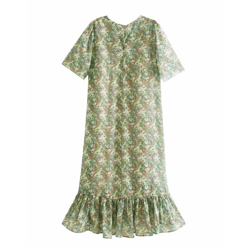 Женское платье миди deess винтажное шифоновое с цветочным принтом в стиле бохо