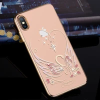 luxury glitter swan plated case for iphone x xs max xr xs 10 back hard phone covers crystals diamond clear thin women kingxbar