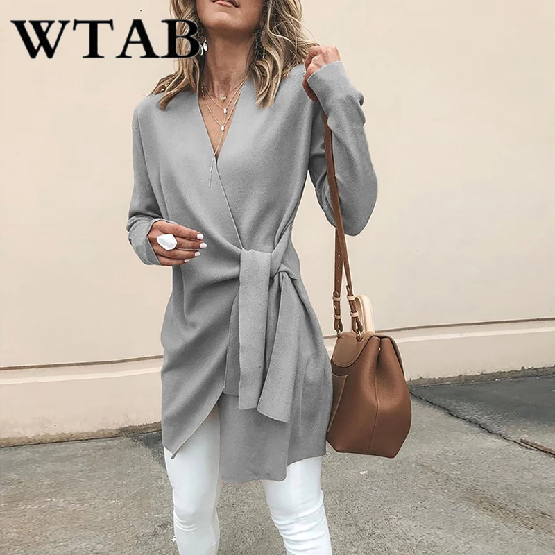 

WTAB causual coat women 2018 new thicken autumn winter jacket v-neck slim Outerwear female Coats belt veste femme befree clothes