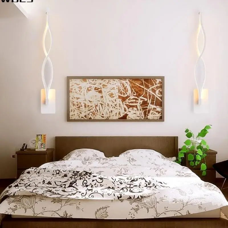 Современный светодиодный настенный светильник для спальни бра белого цвета