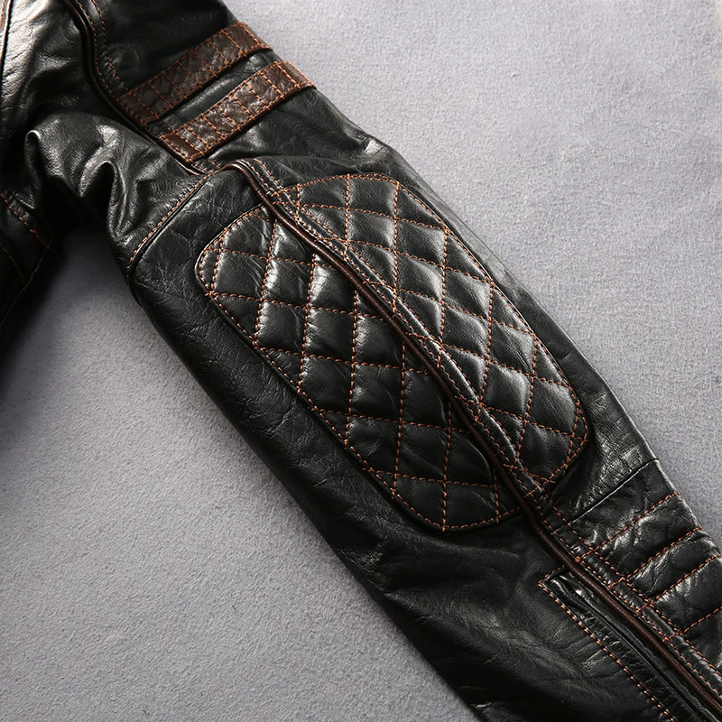 DHL Free Shipping Men Genuine Cow Leather Jacket New Professional Motorcycle Biker Jacket Top Quality Spring Autumn Coat