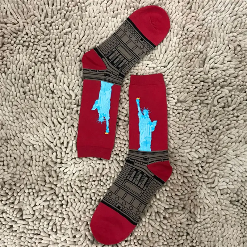 50321 Moda Socmark счастливые мужские носки смешное искусство платье носки цвет много мужские летние модные носки набор с принтом Ван Гог искусство носки - Цвет: 50321