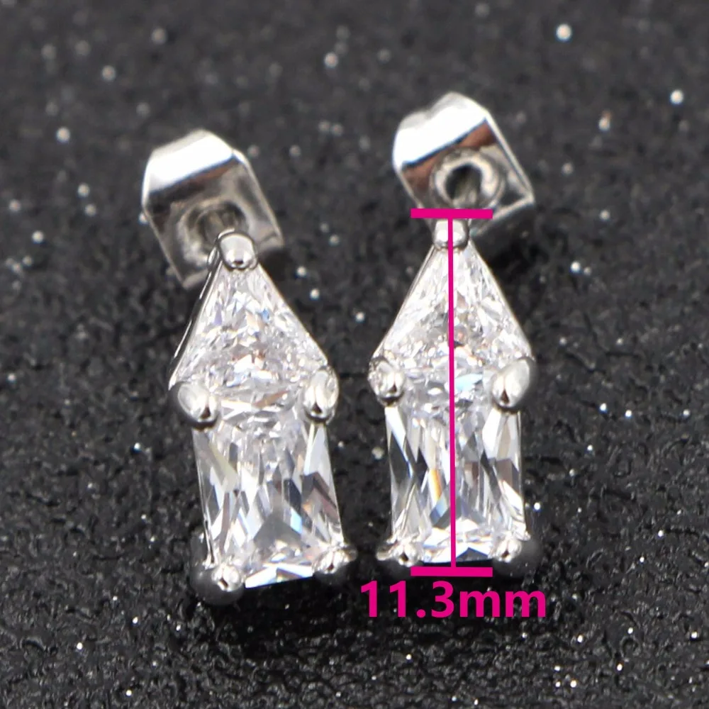 Женские серьги гвоздики HeeZen Серебристые с прозрачными кристаллами и кубическим