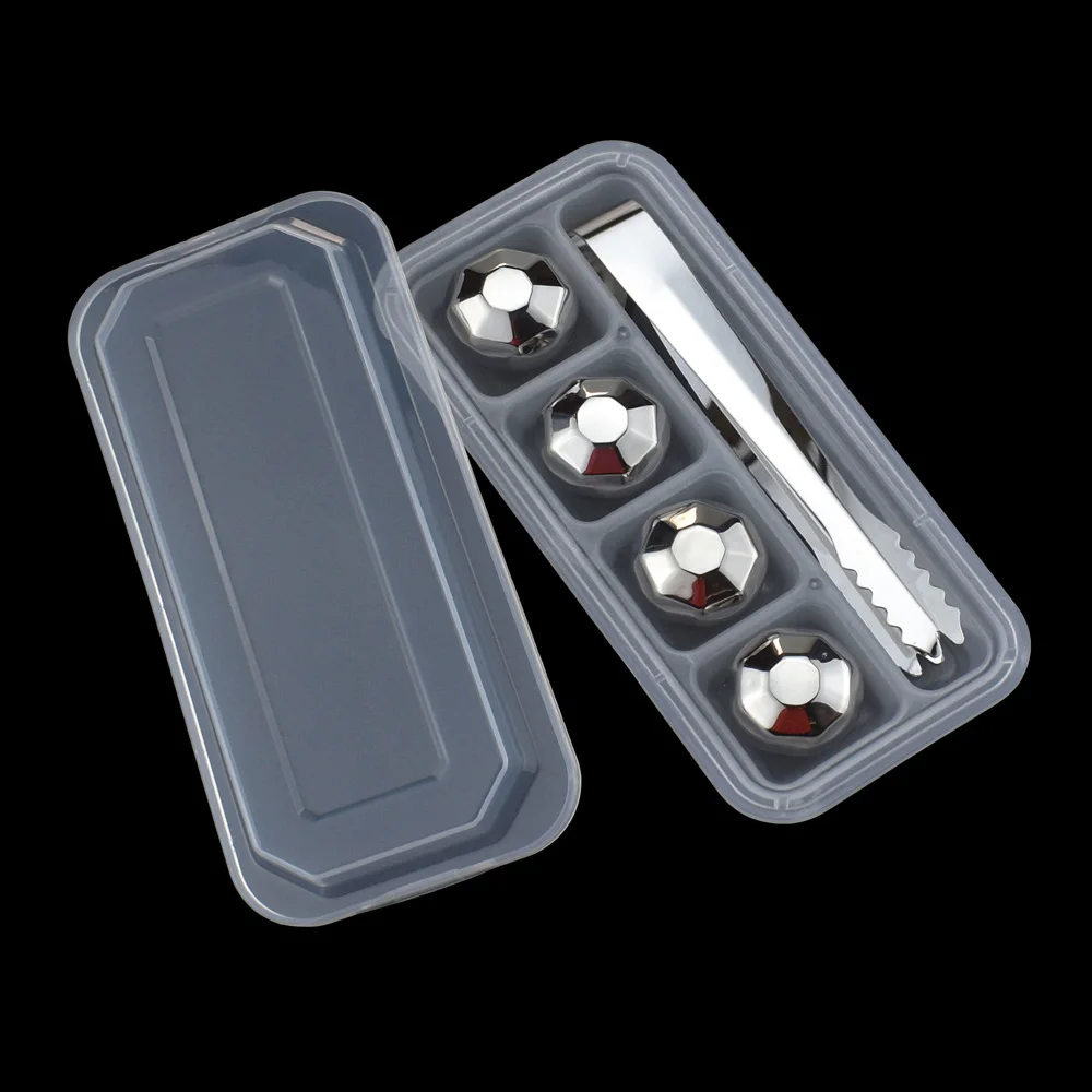 Masonry 4PCbox clip Многоразовые Виски камни Нержавеющая сталь ледяные кубики-Чиллеры вино охладитель напитков бокал для шампанского виски Барные аксессуары домашние бары - Цвет: Masonry 4PCbox clip