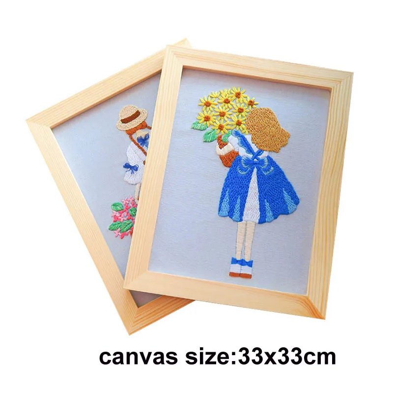 Сделай сам для девочек в цветочек Набор вышивания крестиком комплект набивным