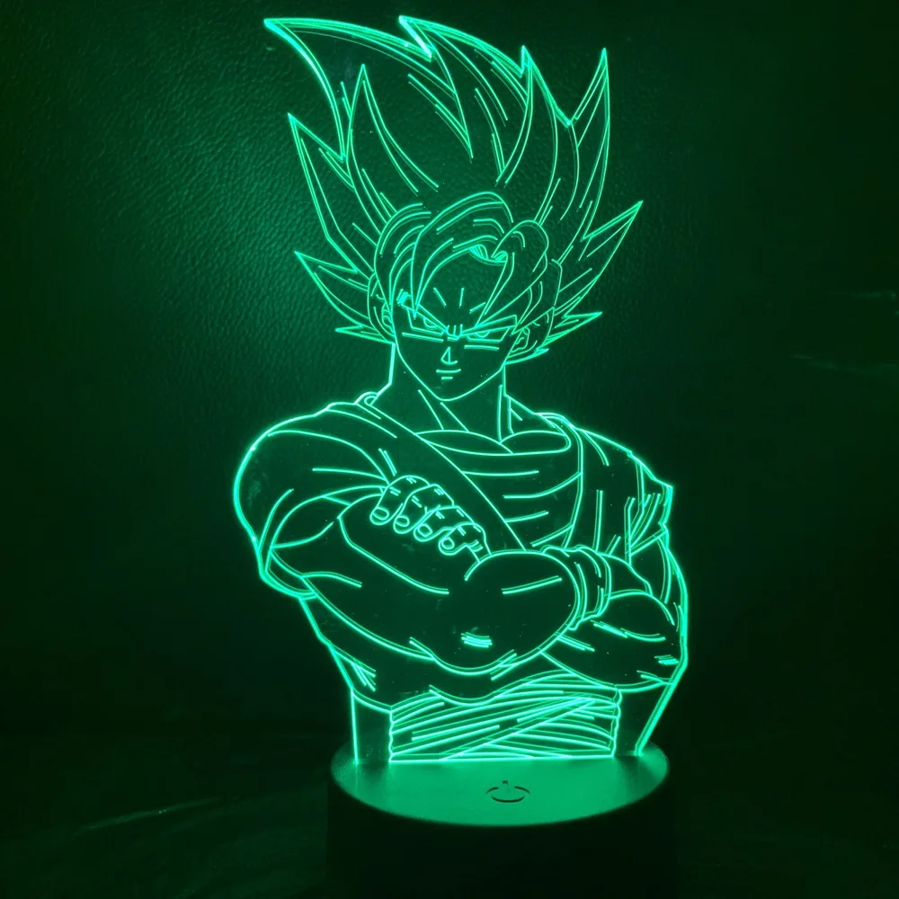 Крутой детский светодиодный ночник Dragon Ball Z Goku рисунок ночной Светильник для детской спальни Декор аниме 3D иллюзия светодиодный ночной Светильник Saiyan