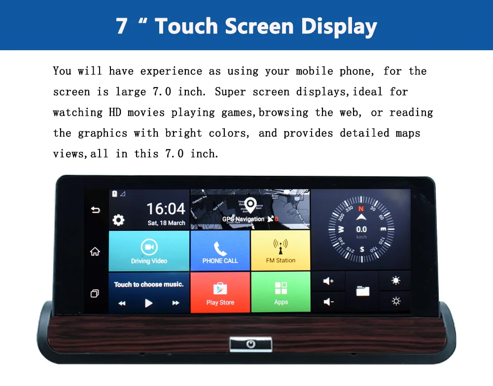 Sbhei 3g 7 &quotавтомобильный gps навигатор Bluetooth Android DVR 1 ГБ ОЗУ 16 Гб ПЗУ Автомобильный