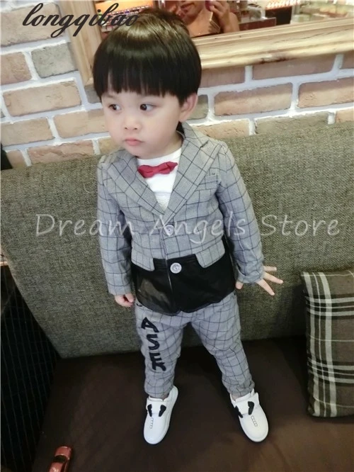Костюмы для мальчиков на свадьбу блейзеры в полоску куртки детские костюмы