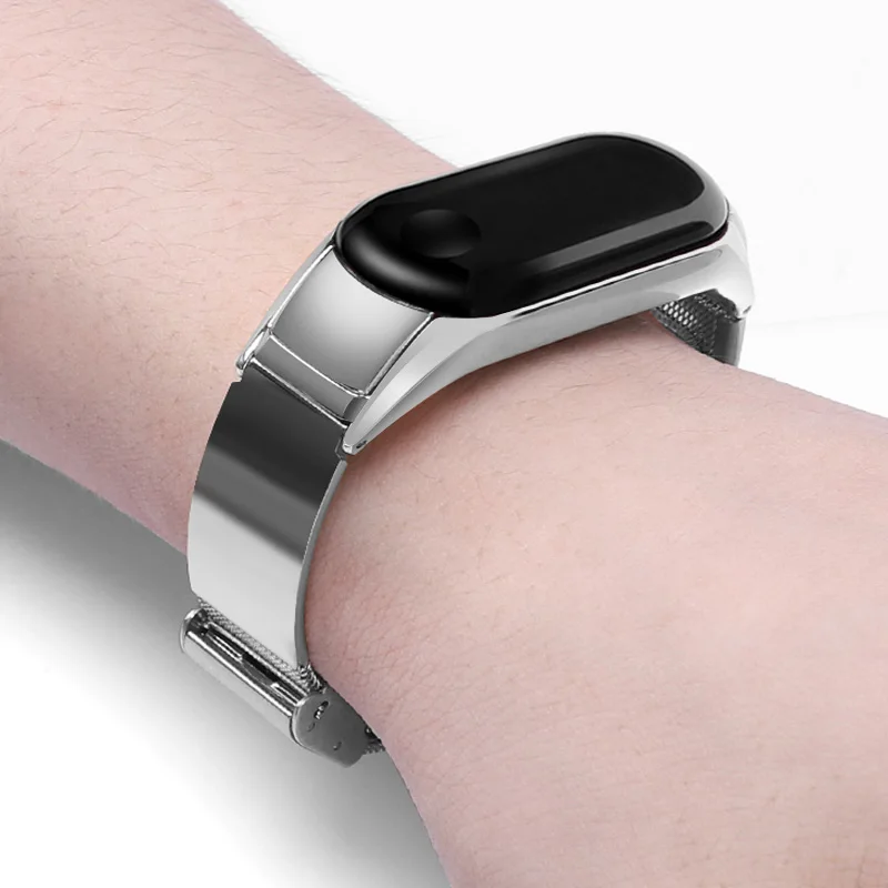 Серебристый Для mi band 3 металлический браслет из нержавеющей стали с пряжкой для Xiao mi Band 3 сменный Браслет для mi band 3 браслет из нержавеющей стали - Цвет: Серебристый