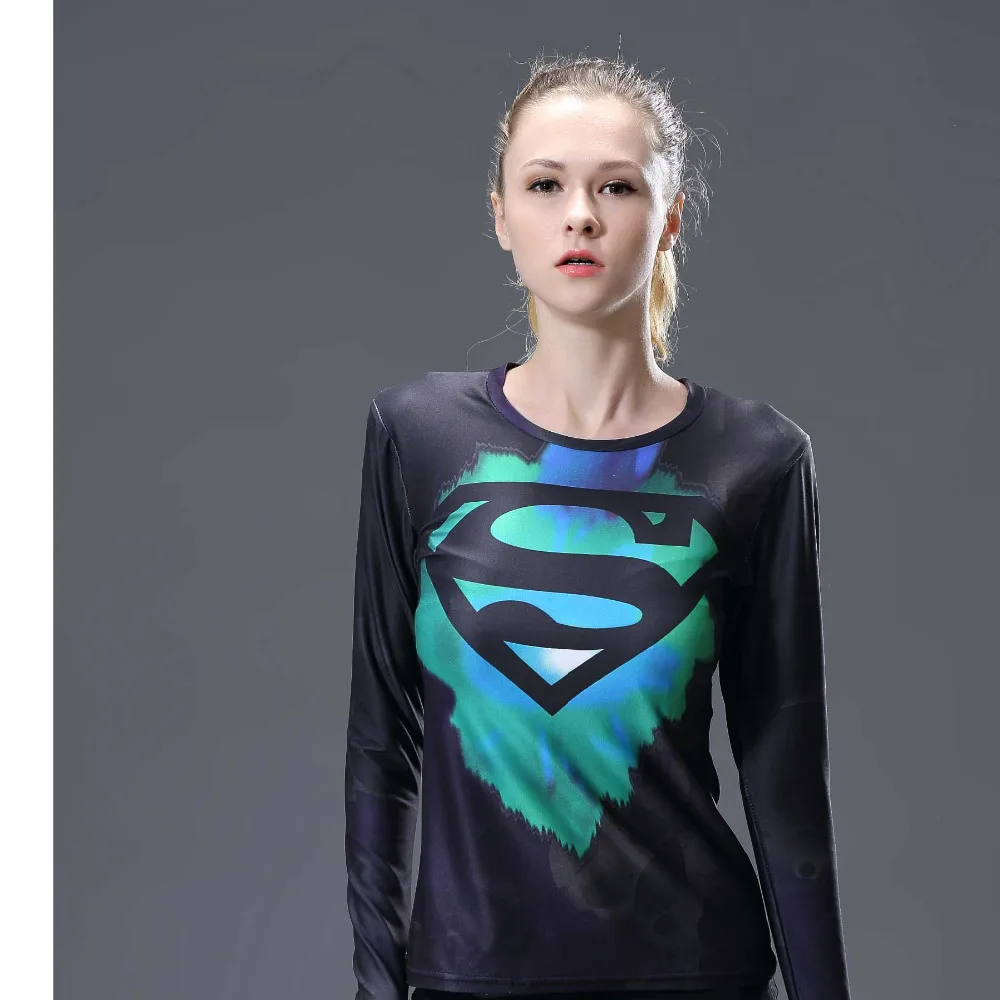 Женская компрессионная рубашка Колготки с длинным рукавом футболка для фитнеса